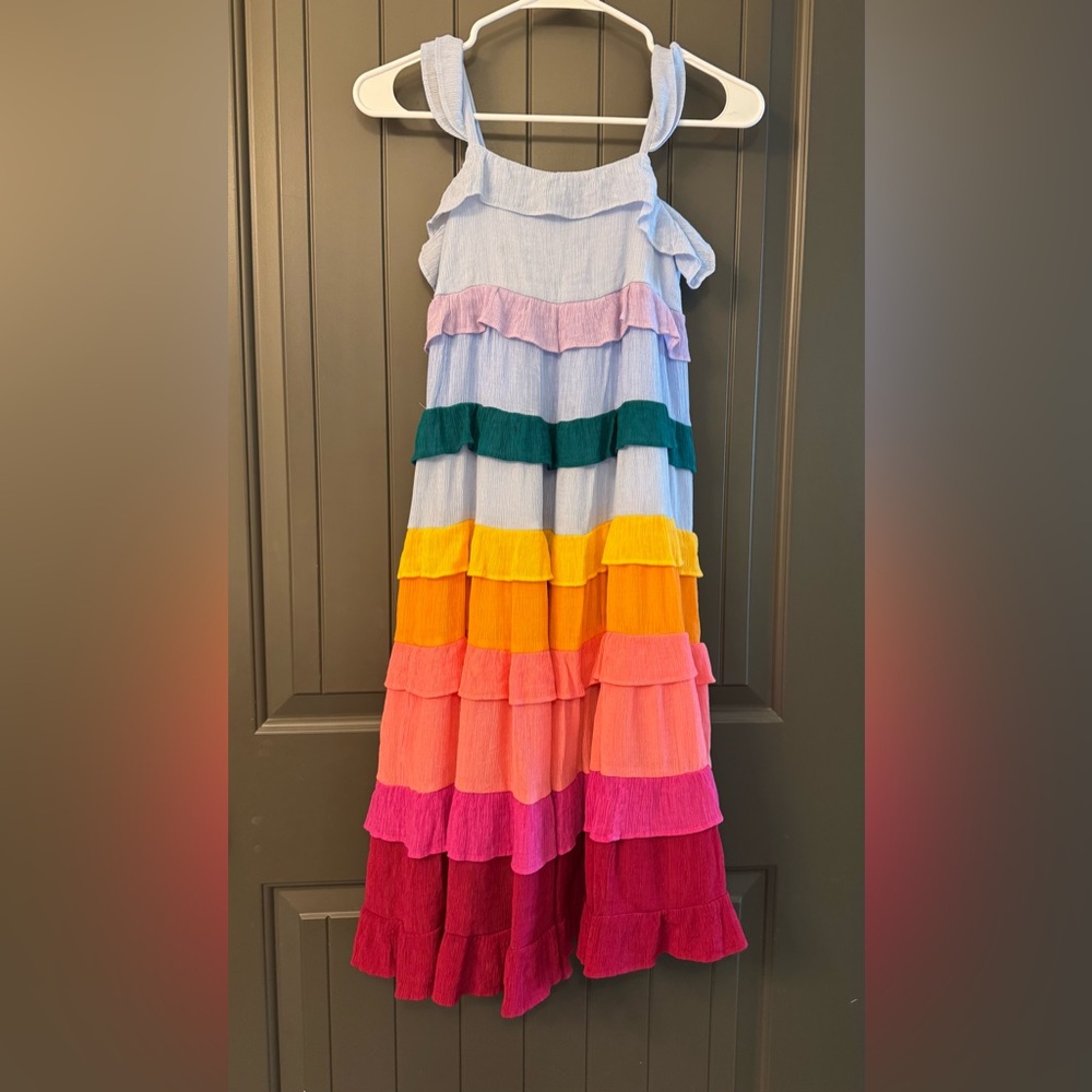 Crown & Ivy Pink and Blue Ruffled Sundress
